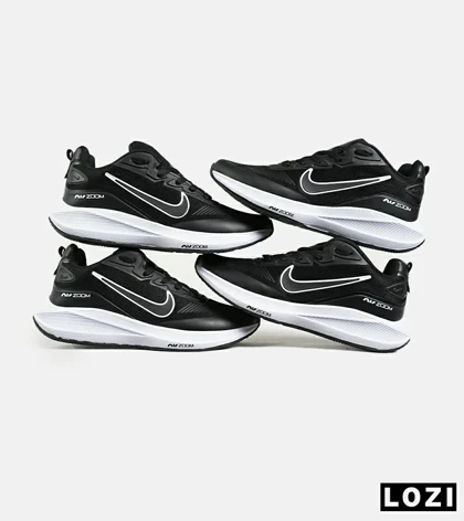 کفش کتانی مردانه و زنانه مشکی سفید نایک NIKE air zoom مدل 7185