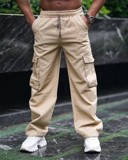 شلوار کارگو استخونی مردانه پارچه جین کجراه اعلا