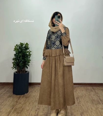 ست پیراهن مانتویی به همراه وست سوزندوزی شده