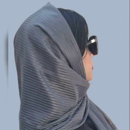 شال زنانه مدل مجلسی راه راه طوسی