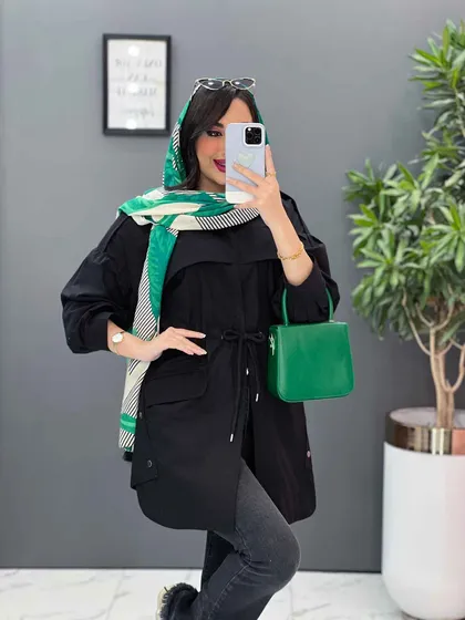 مانتو کمرگت بغل سه دکمه