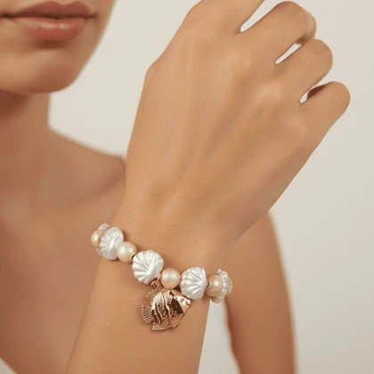 دستبند زنانه مدل ماهی صدفی