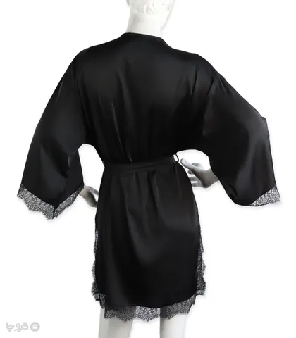 روبدوشامبر ساتن و دانتل Neev نیو کد Sophia 4507 مشکی Black