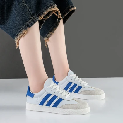 کفش و کتانی زنانه و دخترانه مدل آدیداس سامبا ADIDAS_SAMBA رنگ سفید آبی کد A310