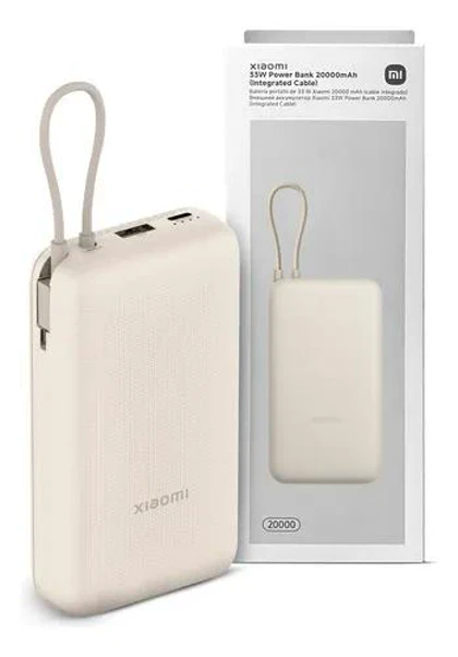 پاوربانک شیائومی PB2030MI ظرفیت 20000 میلی‌آمپرساعت با توان 33 وات و کابل USB-C سرخود