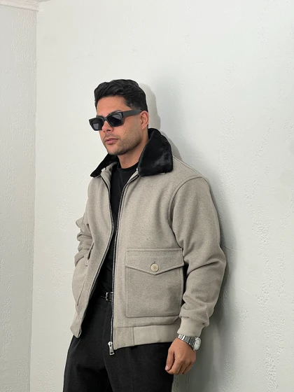 کاپشن مردانه فوتر یقه خز mc