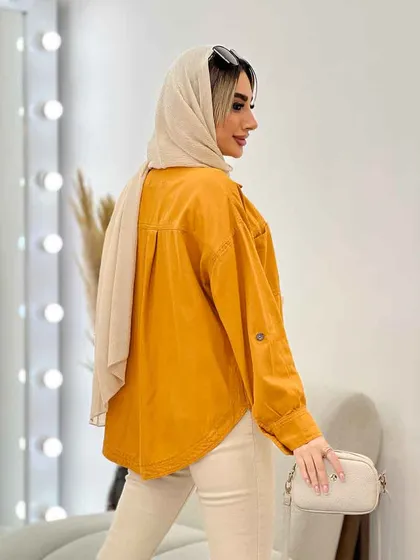 مانتو کتان دو جیب پشت پیله