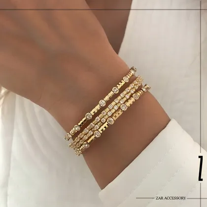 دستبند زنانه نگین تنیسی و خط