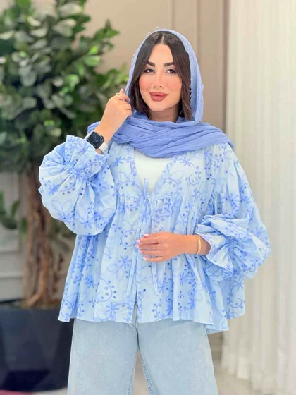 مانتو طرح گل چین‌دار 6749