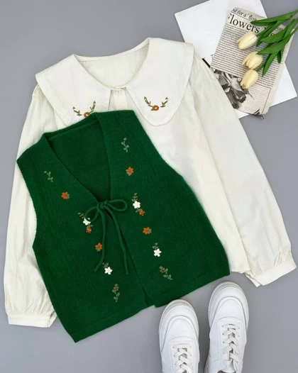 جلیقه بافت گلدوزی کد 4183