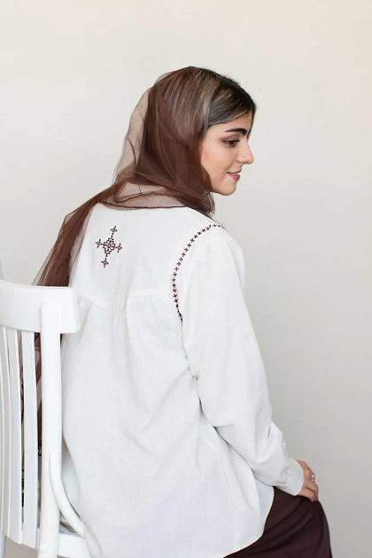 شومیز لینن مرجان گلدوزی‌دار خرید شومیز زنانه خنک