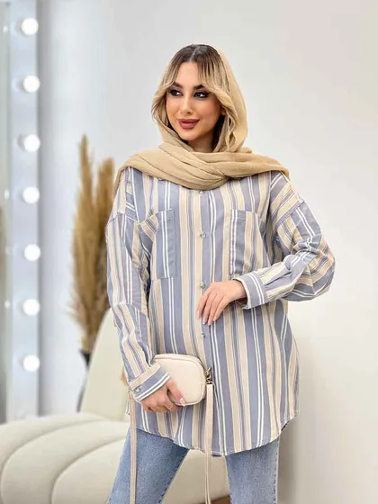 شومیز راه راه دو جیب