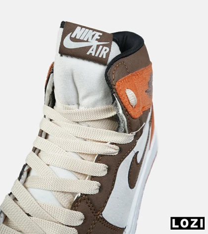 کفش کتانی مردانه و زنانه ساق‌دار سفید قهوه ای نارنجی NIKE jordan 1 مدل 8487