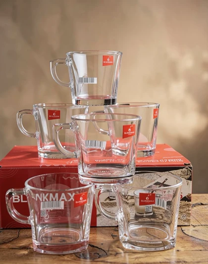 لیوان 6 عددی چای دسته دار شفاف