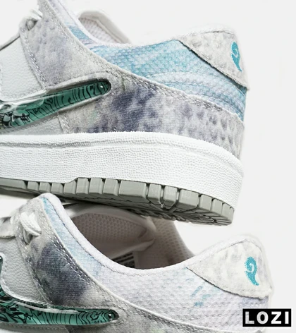 کفش کتانی مردانه و زنانه طوسی سفید سبز نایک NIKE dunk low steam puppet