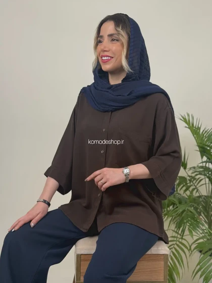 شومیز سیلک باکسی زنانه میله‌ای