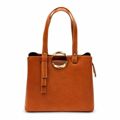 کیف دوشی چرم طبیعی زنانه مدل حلقه بزرگ