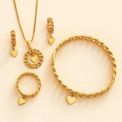 سرویس کامل ژوپینگ طرح بافت زنجیری با آویز قلب