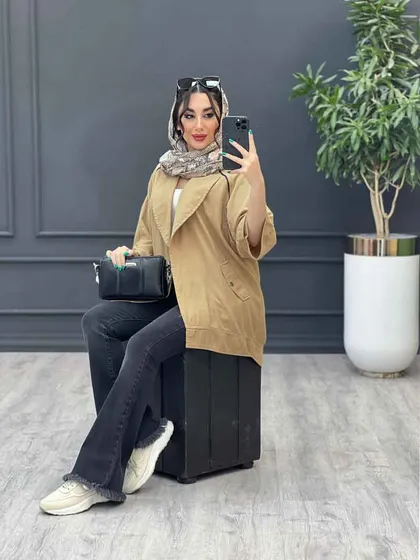 مانتو جلو زیپ آستین پاگن