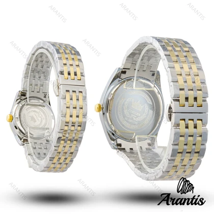 ساعت ست سیتیزن diamond سیلور طلایی صفحه قهوه ای s-10218