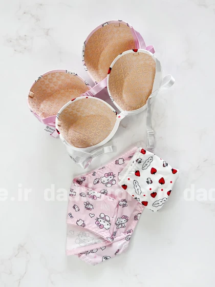 ست شورت و سوتین جلو باز شو اسفنجی فنر دار پوش آپدار فانتزی کیتی