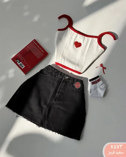 کراپ تاپ گلدوزی قلب 7573