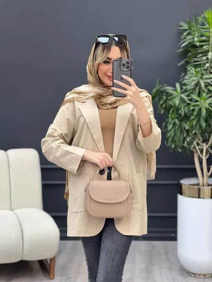 مانتو لینن کتی تک دکمه