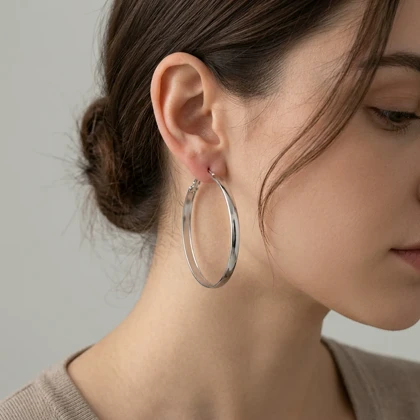 گوشواره زنانه حلقه‌ای مدل بیضی 8میل