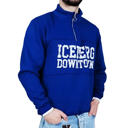 دورس مردانه یقه نیم زیپ آبی طرح ICE