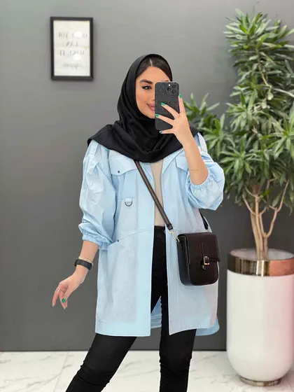 مانتو لینن آستین کش چهار جیب
