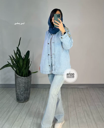 مانتو کتی جین گلدوزی(ایراد دار)