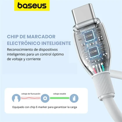 کابل دوسر تایپ‌سی 100 وات 5 آمپر 2 متری بیسوس P10355702111-B2