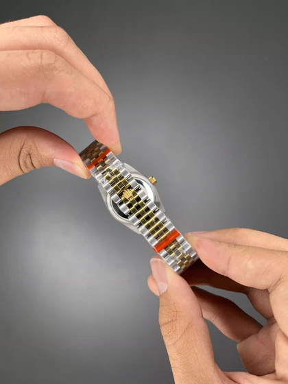 ساعت مچی رولکس صفحه نگین‌دار دو رنگ طلایی Rolex