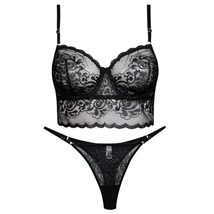 ست شورت و سوتین زنانه مدل فنردار مشکی برتا کد 5109-4088-AB