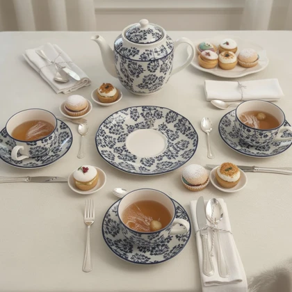 سرویس چای و قهوه خوری 6 تایی گل آبی دنی هوم