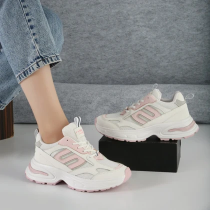 کفش و کتانی زنانه مدل فشیون FASHION رنگ سفید صورتی