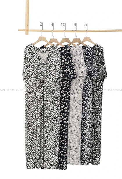 پیراهن یقه چپ و راستی طرح دار کد1005519