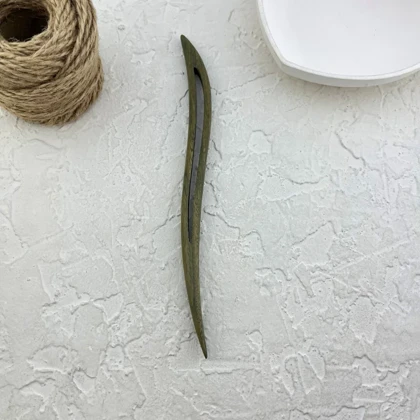 کانزاشی مو زنانه چوبی با طراحی هنری کشیده مدل ویردا