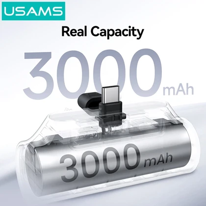 مینی پاور بانک یوسامز USAMS مدل CD248 ظرفیت 3000 میلی آمپر ساعت