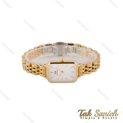 ساعت DW زنانه مستطیلی بند فلزی طلایی صفحه سفید DW-4815-L