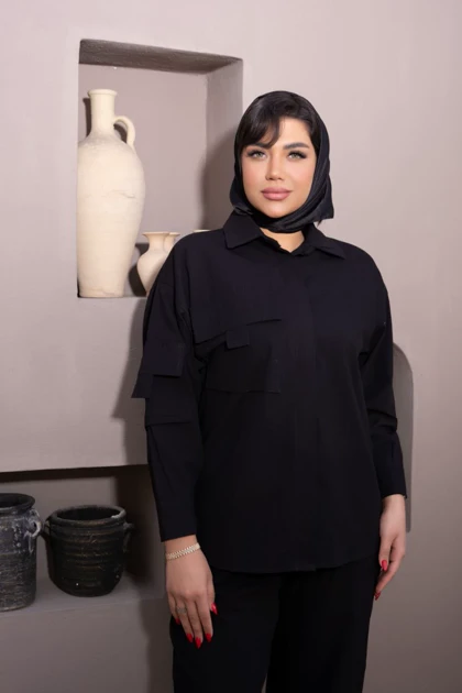 شومیز لینن آستین پاکتی زنانه