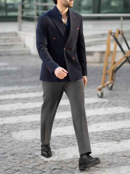 کت دبل برست سرمه ای کد c211