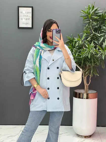 مانتو لینن آستین گت دار ده دکمه