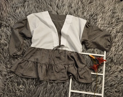 شومیز مانتویی عروسکی زنانه کد 403066