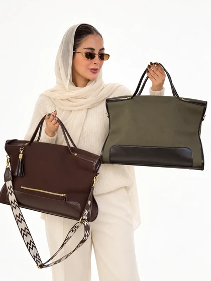 کیف کتان زنانه دستی و دوشی ترانه