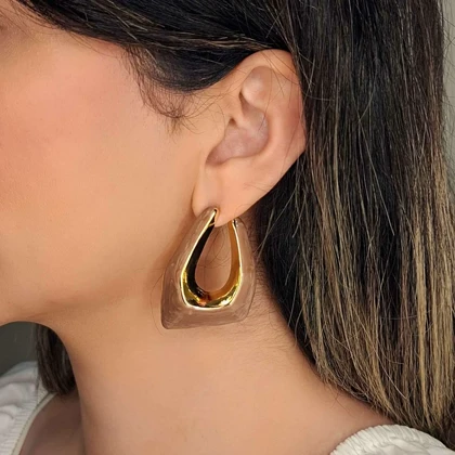 گوشواره اشکی طلایی طرح مرمر نود کد 3833