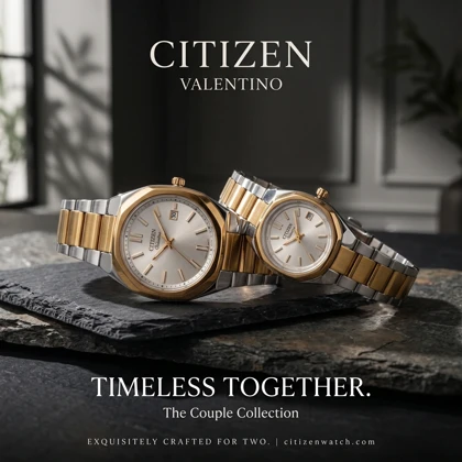 ست ساعت مچی سیتیزن VALENTINO VALEENTINO بند استیل دو رنگ طلایی صفحه سفید صدفی مدل CITIZ