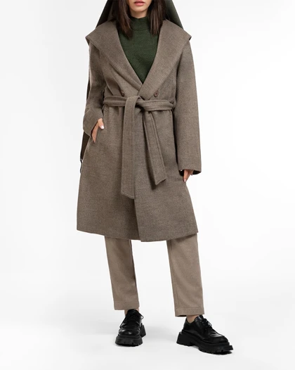 پالتو کلاه دار بلند زنانه کد L1001