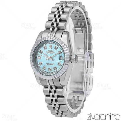 ساعت رولکس دیت جاست زنانه سیلور صفحه آبی 106629