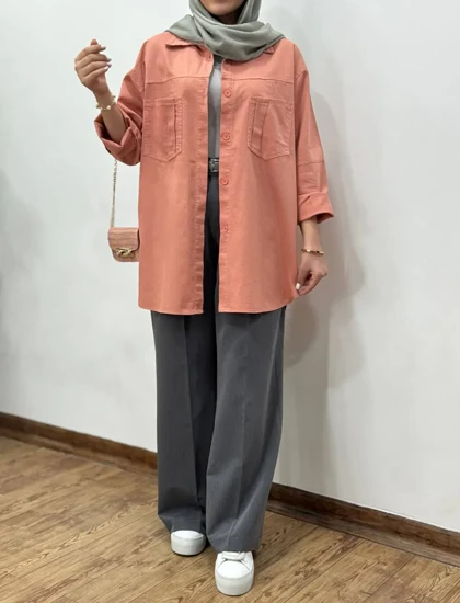مانتو کتان کاغذی هونیا